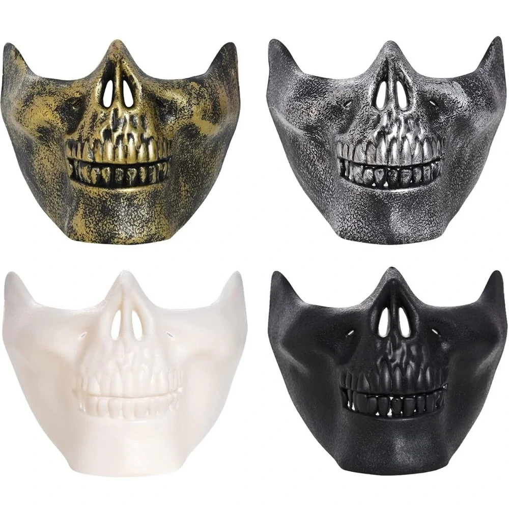 Black Half Skull Mask With Blinged Out Pink Crystal Grillz EDC Rave Costume New
